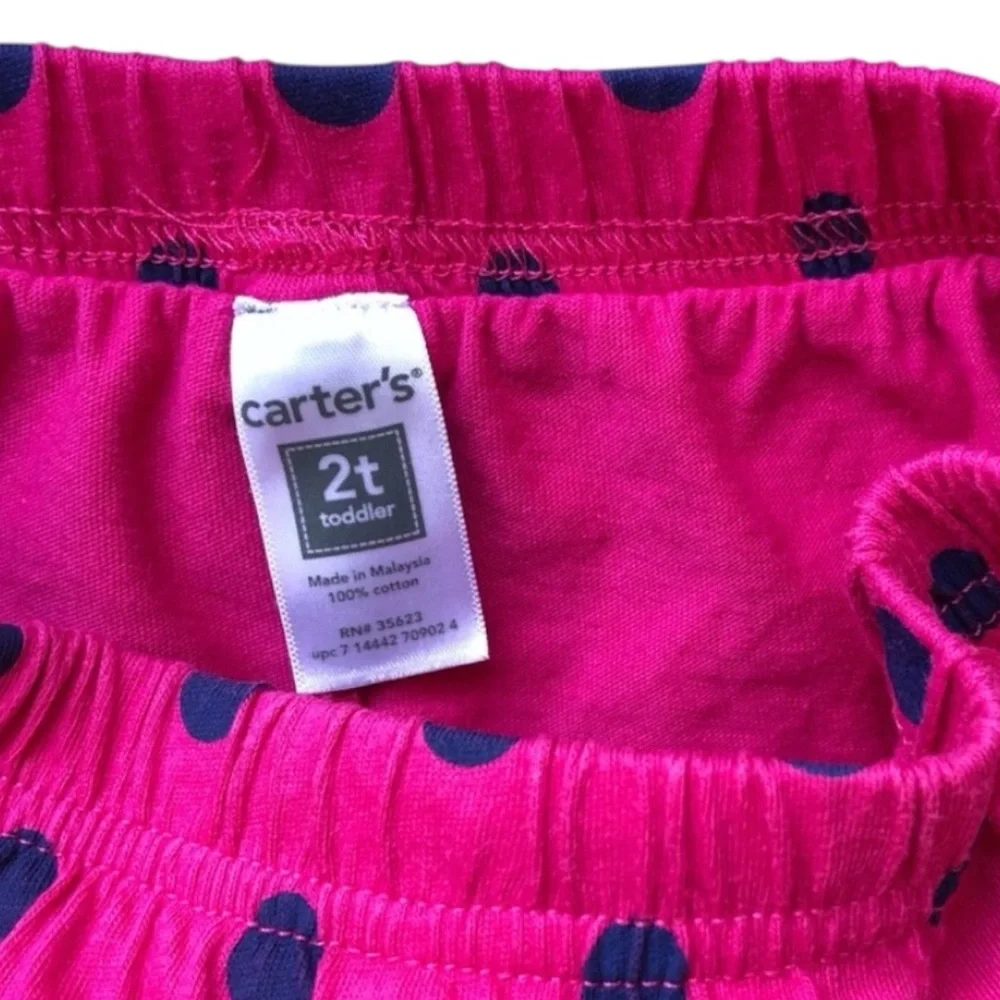 CARTER’S Pink Blue Polka Dot Skort Skirt Size 2 Tiered Ruffle Cotton